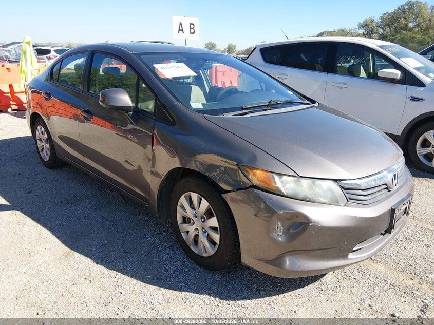 2012 HONDA CIVIC LX | 19XFB2F55CE021179 | UPCARS