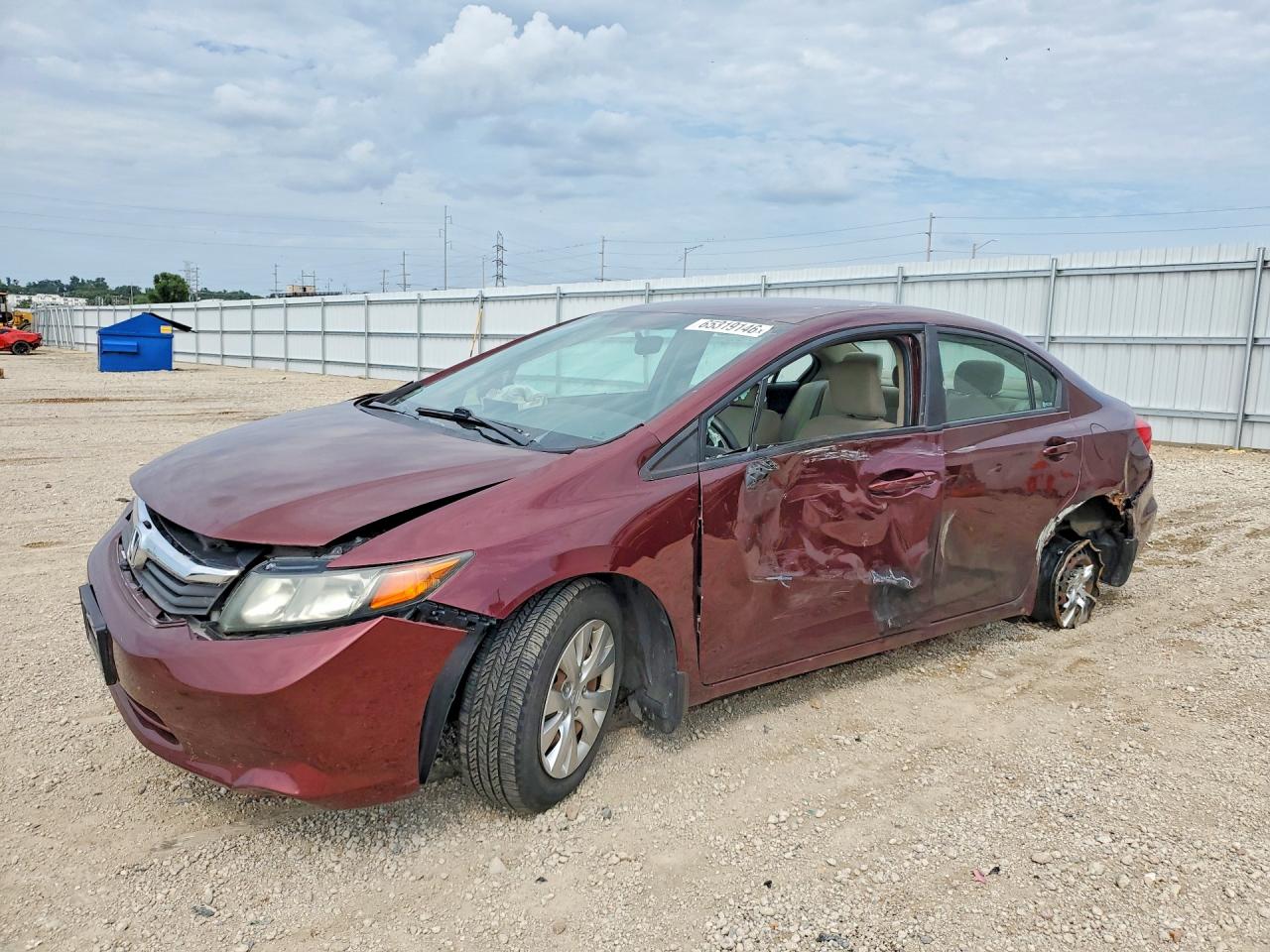 2012 HONDA CIVIC LX | 19XFB2F50CE064330 | UPCARS